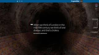 Screenshot of the Guardian website showing the 3D underground tunnel