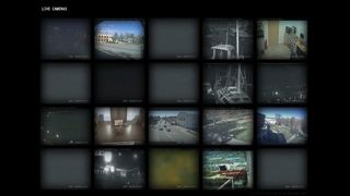 Dark video wall of CCTV cameras